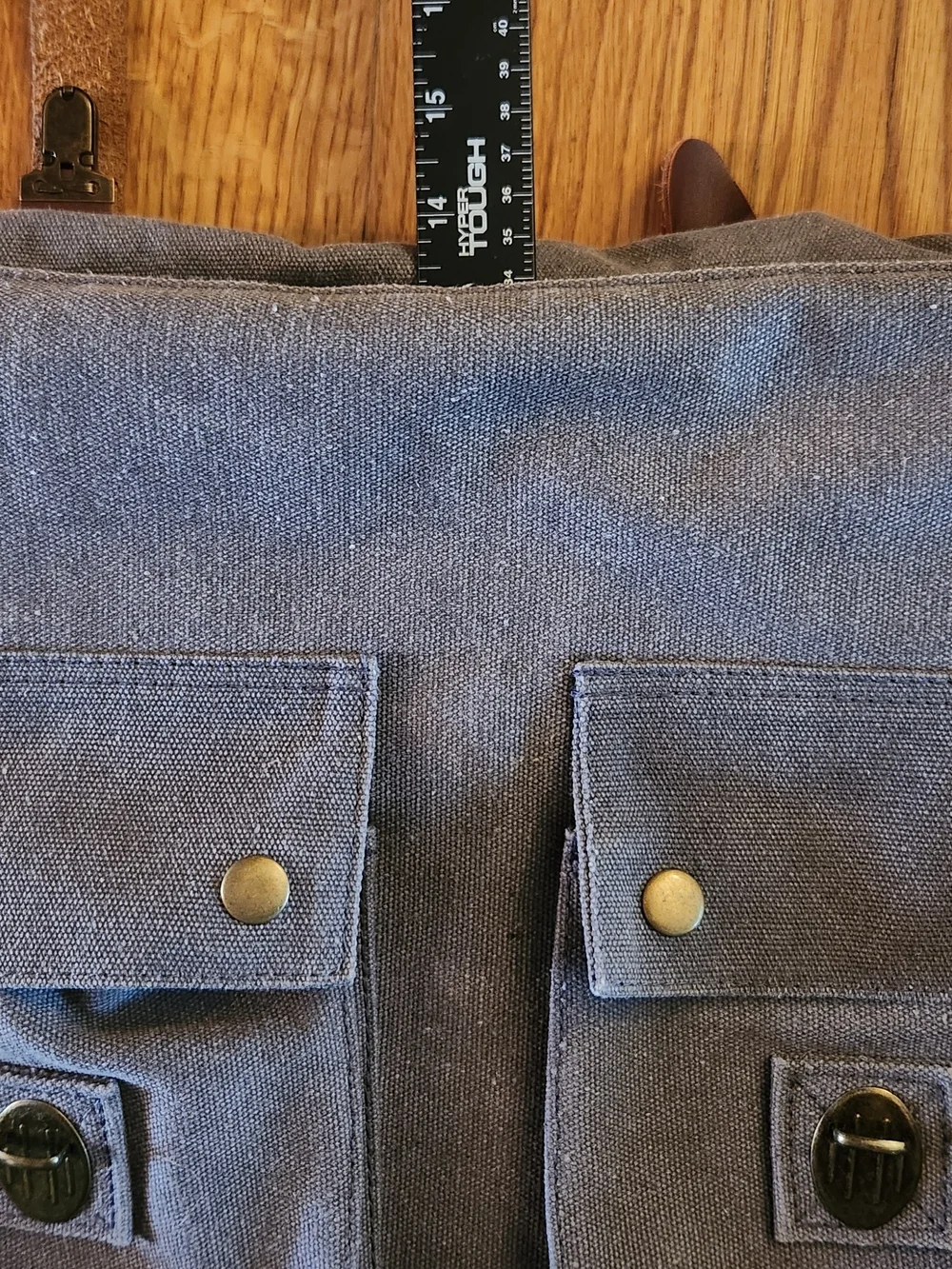 Canvas Messenger Bag with Brown Leather Trim - Gray Men's Shoulder Bag